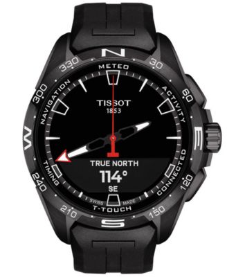 Men's Swiss T-Touch Connect Solar Black Rubber Strap Smart Watch 48mm