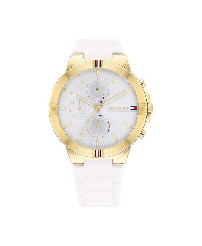 Tommy hilfiger watch women's white silicone strap sales