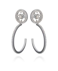 Gold-tone And Crystal Quatro G C Hoop Earring