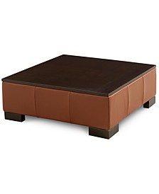 Darrium 36" Leather Ottoman, Created for Macy's