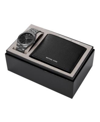 Men's Gunmetal Stainless Bracelet Watch 44mm Gift Set