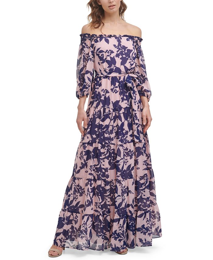 Eliza J Printed Chiffon Gown & Reviews - Dresses - Women - Macy's
