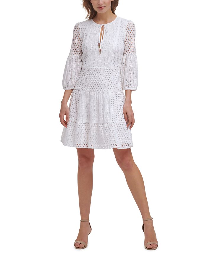Vince Camuto Eyelet Fit & Flare Dress & Reviews - Dresses - Women - Macy's