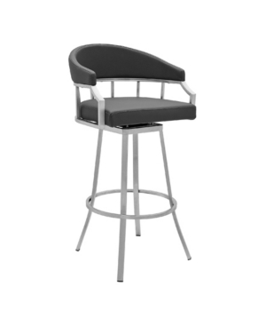 Shop Armen Living Palmdale Swivel Modern Faux Leather Bar And Counter Stool In Gray