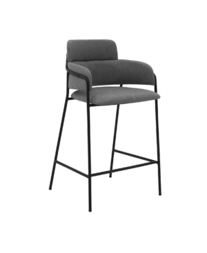 Armen Living Oshen Faux Leather And Metal Counter Height Bar Stool In Gray