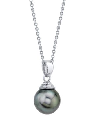 Cultured Tahitian Pearl (10mm) 18" Pendant Necklace in Sterling Silver