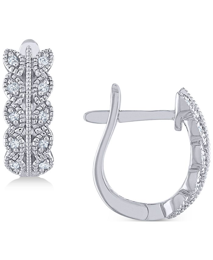 Macy's Diamond VineInspired Huggie Hoop Earrings (1/10 ct. t.w.) in