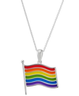 Macy's - Pride Flag Pendant Necklace in Sterling Silver, 16" + 2" extender
