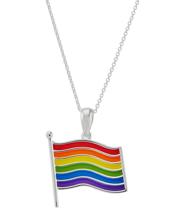 Macy's Pride Flag Pendant Necklace in Sterling Silver, 16
