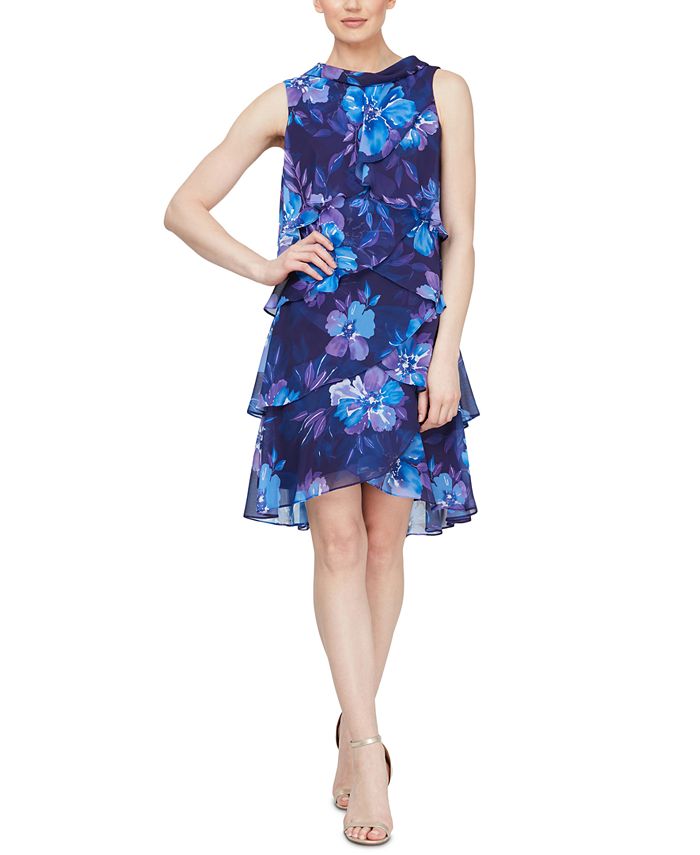 SL Fashions Tiered A Line Dress Macy s