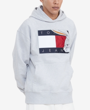 Men's Space Jam: A New Legacy X Tommy Jeans Tommy Jeans Looney Tunes Flag  Popover Hoodie In Light Grey Heather