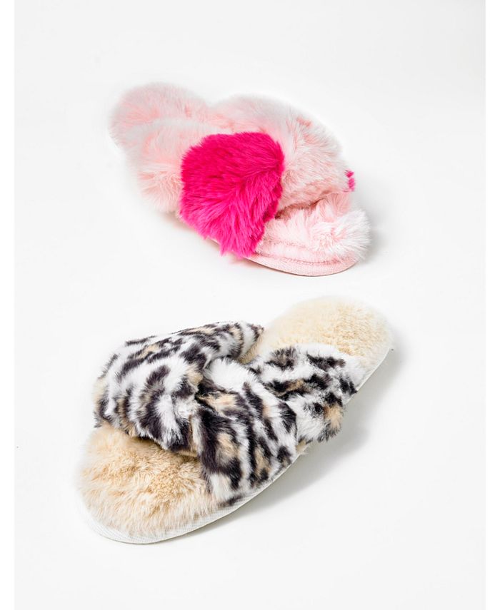 Jenni Women's FauxFur Crossband Slippers, Created for Macy's & Reviews