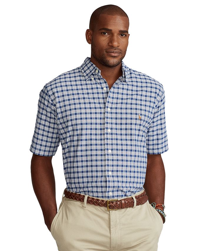 Polo Ralph Lauren Men's Big & Tall Short-Sleeve Oxford Shirt & Reviews -  Casual Button-Down Shirts - Men - Macy's