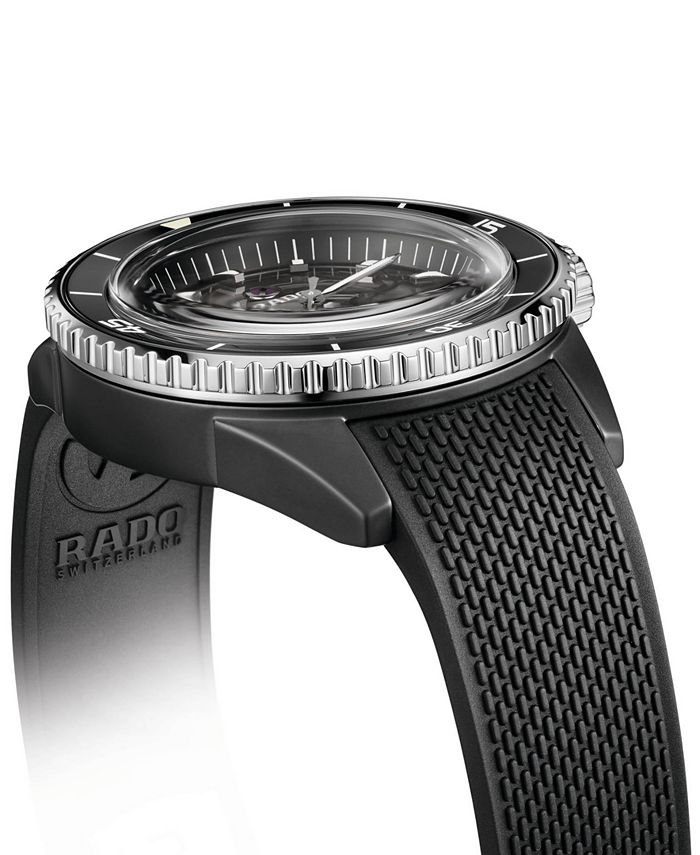 Rado - Men's Swiss Automatic Captain Cook Black Rubber Strap Watch 43mm