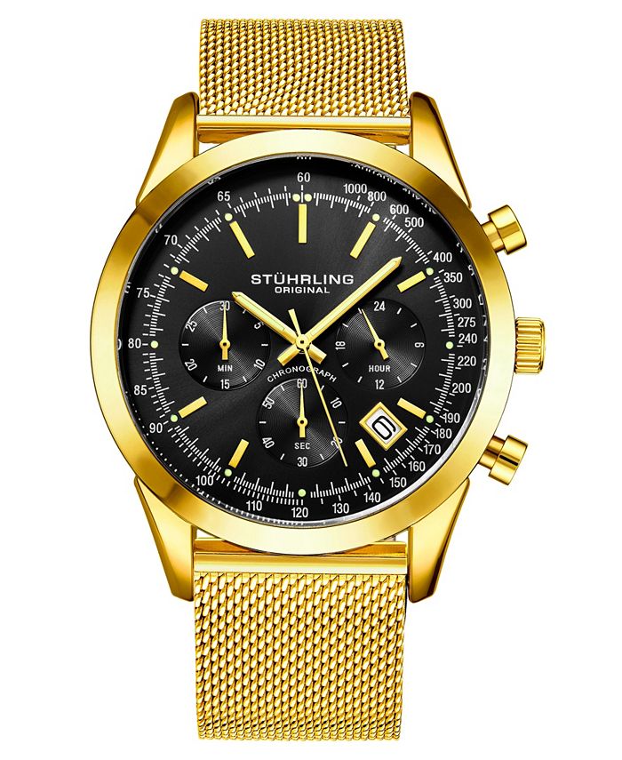 Stuhrling men's chronograph watch with mesh band shop