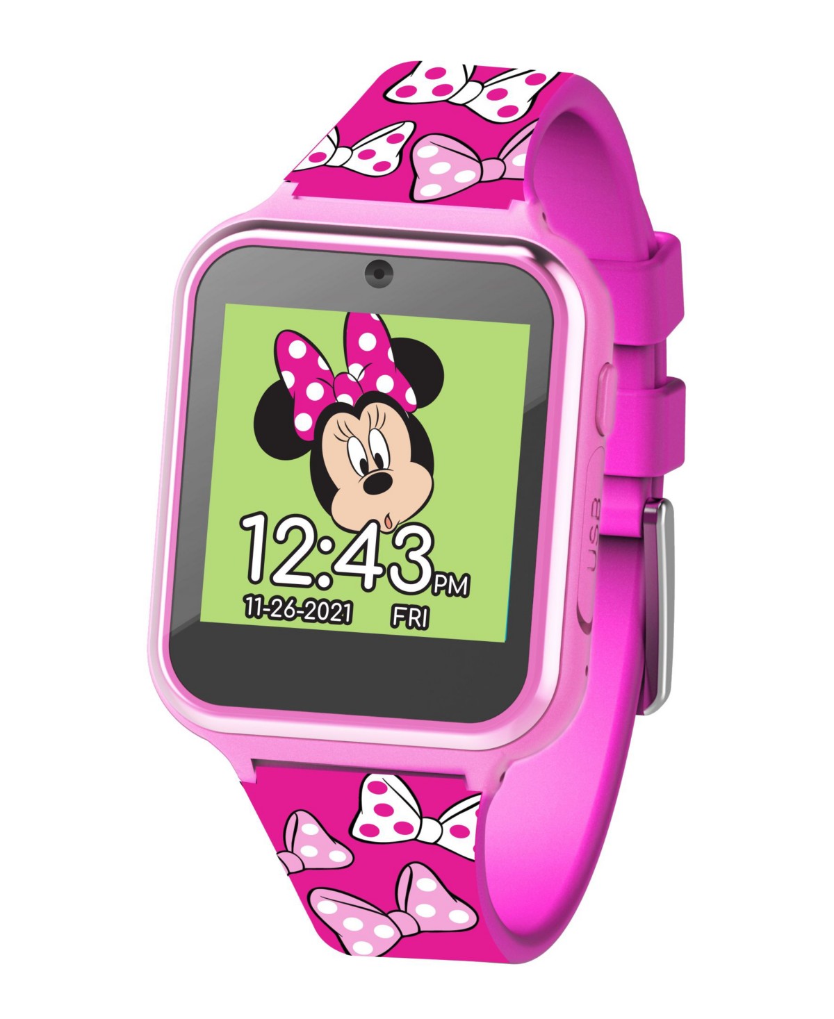 Accutime Minnie Mouse Kid's Touch Screen Pink Silicone Strap Smart Watch, 46mm x 41mm — фото 1