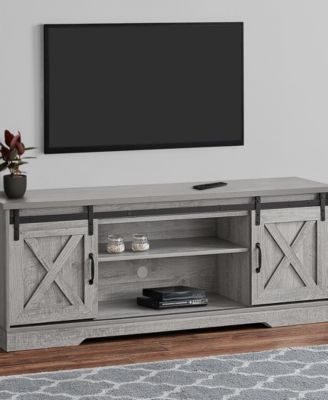 Monarch Specialties TV Stand with 2 Barn-Style Sliding Doors