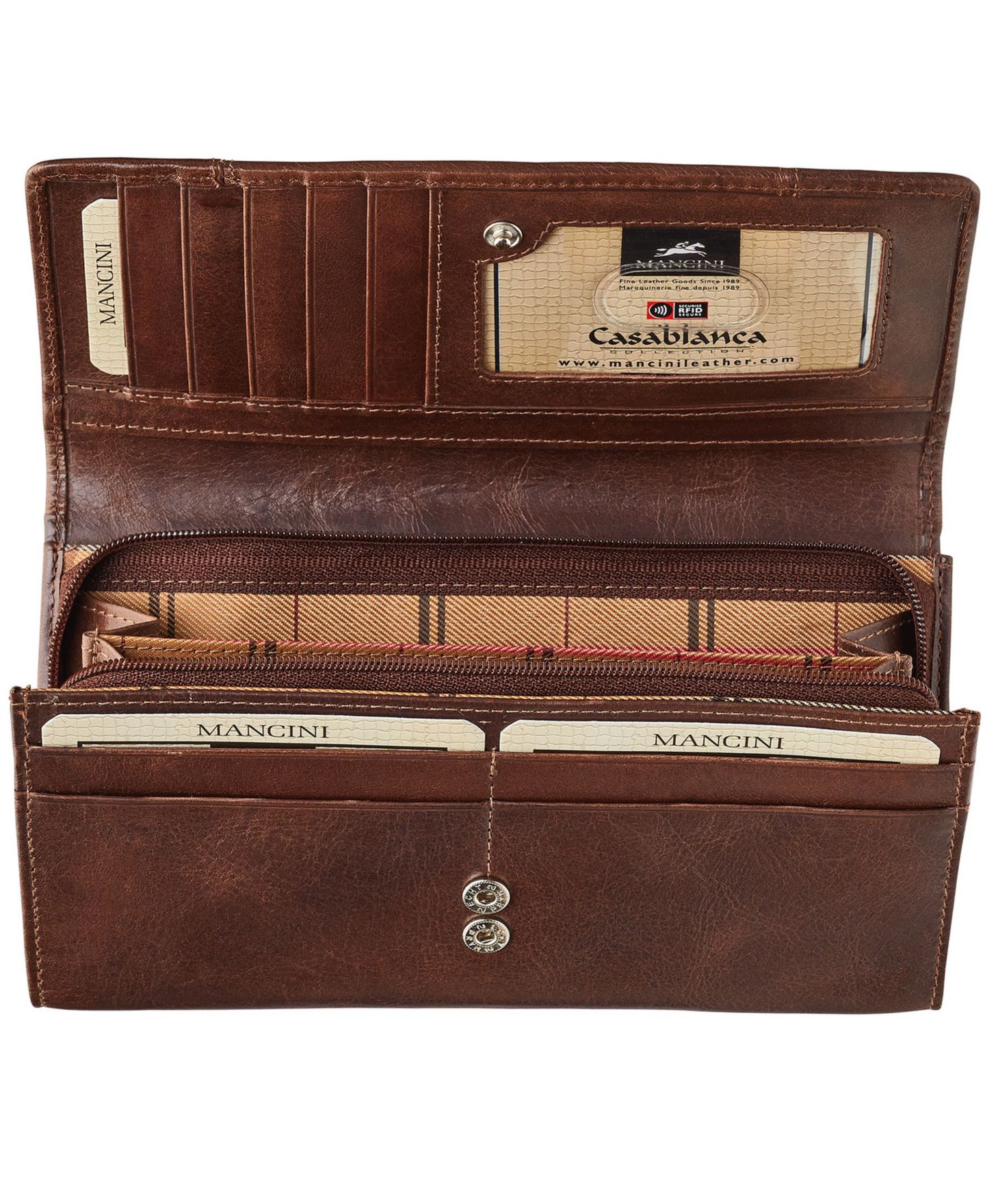 Женский кошелёк Mancini Casablanca Collection RFID Secure Ladies Clutch Wallet, цвет: Коричневый — фото 6