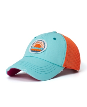 Shady Lady Salty Lady Women's Adjustable Snap Back Mesh Aqua With Sun Patch Trucker Hat