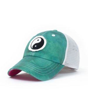 Shady Lady Zen Lady Women's Adjustable Snap Back Mesh Green Yin Yang Trucker Hat