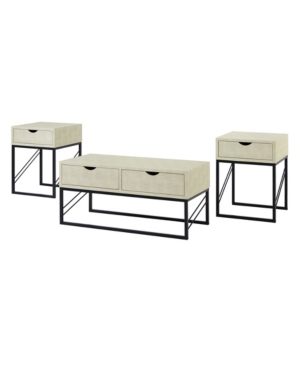 Faux Shagreen Coffee Table and Side Tables Set of 3