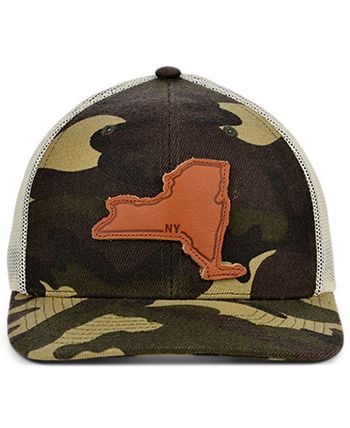 Lids - New York Woodland Leather State Patch Curved Trucker Cap