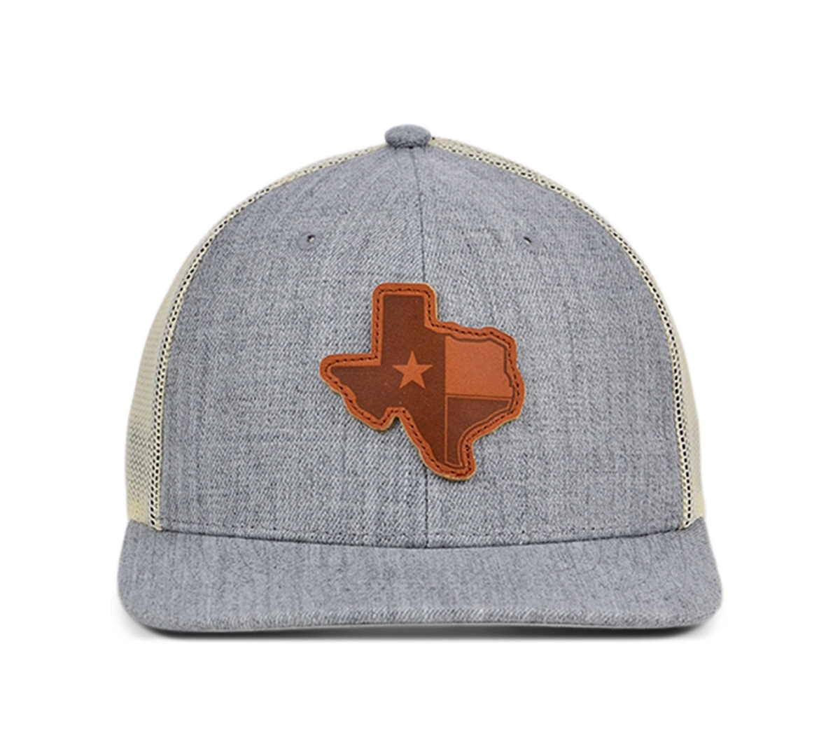 Shop Lids Local Crowns Texas Heather Leather State Patch Curved Trucker Cap In Heather Gray,white,brown