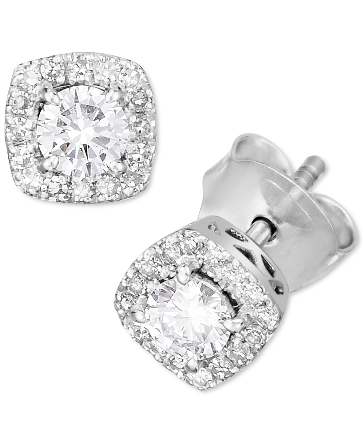 FOREVER GROWN DIAMONDS LAB-CREATED DIAMOND HALO STUD EARRINGS (1/2 CT. T.W.) IN STERLING SILVER