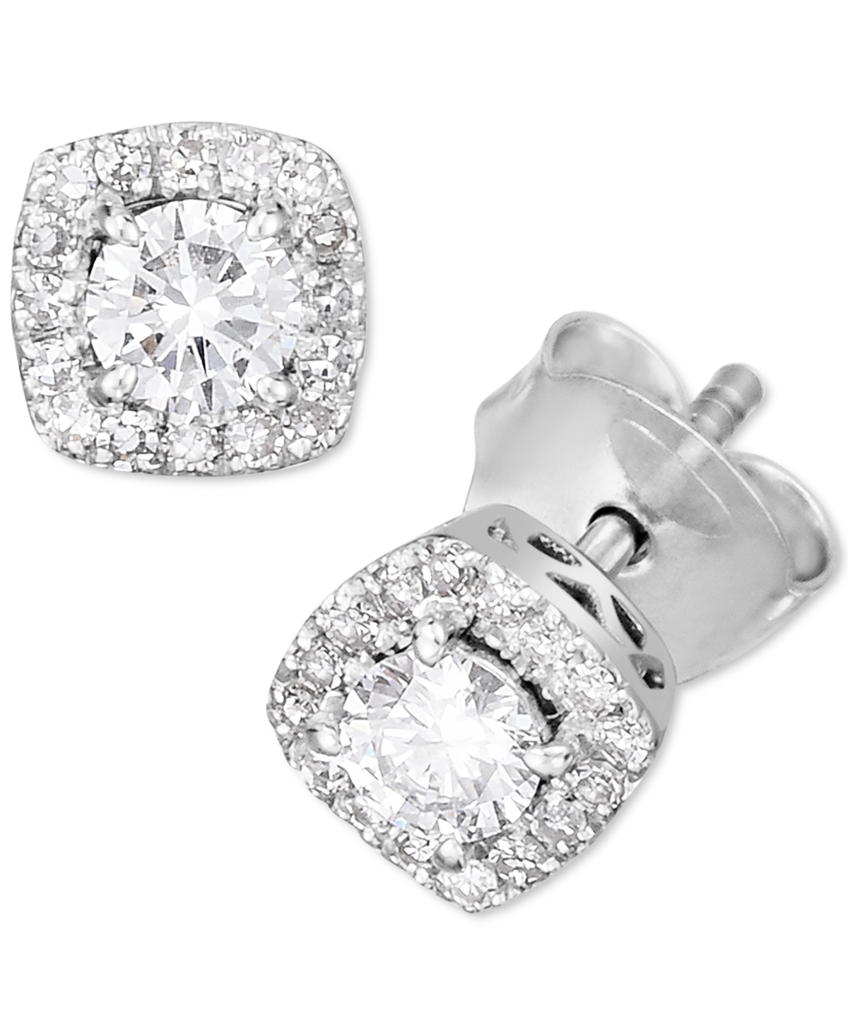Forever Grown Diamonds Lab-Created Diamond Halo Stud Earrings (1/2 ct. t.w.) in Sterling Silver