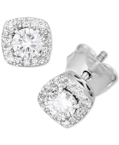 Украшения Forever Grown Diamonds Lab-Created Diamond Halo Stud Earrings (1/2 ct. t.w.) in Sterling Silver or 14K Gold-Plated Sterling Silver