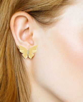 And Now This Crystal Butterfly  Stud Earring in Silver Plate, Gold Plate or Rose Gold Plate