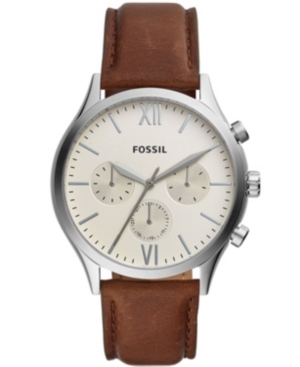 Fossil Men's Neutra Chronograph Brown Leather Strap Watch 44mm In Brown