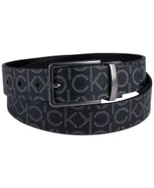 Men's Reversible Textured CK Monogram Logo Belt, Created for Macy's