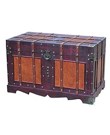 Large Antique Style Steamer Trunk, Decorative Storage Box