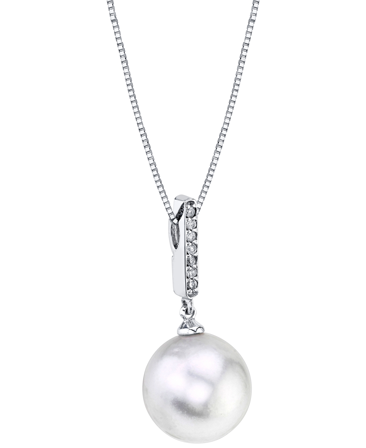 Cultured White South Sea Pearl (11mm) & Diamond Accent 18