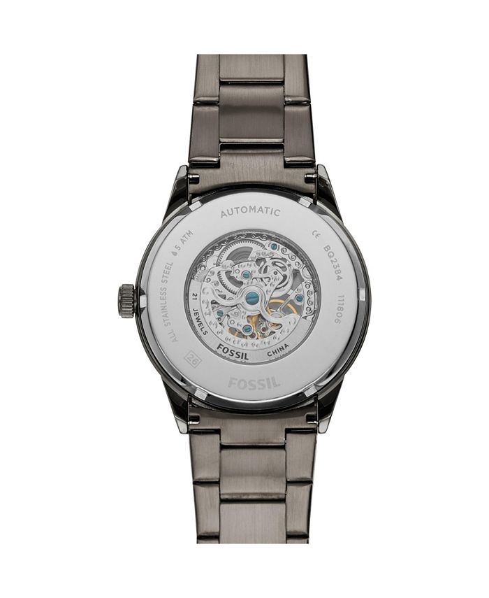 Fossil Men's Flynn Automatic Gunmetal Black Stainless Steel Watch 48mm Macy's
