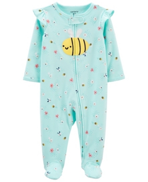 Baby Girls Bee 2-Way Zip Cotton Sleep Play