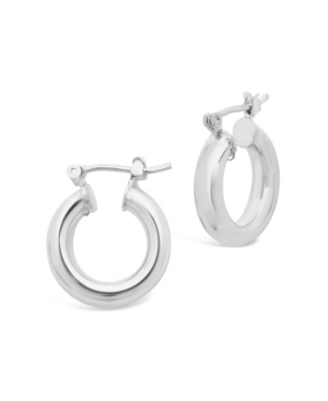 Shop Sterling Forever Women's Chunky Tube Silver Plated Hoop Earrings, 75" In Silver-tone