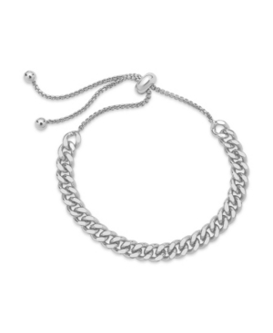 Shop Sterling Forever Women's Chain Link Bolo Silver Plated Bracelet In Silver-tone