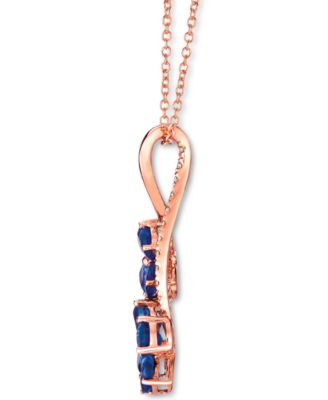 Blueberry Sapphire (1-1/2 ct. t.w.) & Nude Diamond (1/10 ct. t.w.) Flower 18" Pendant Necklace in 14k Rose Gold