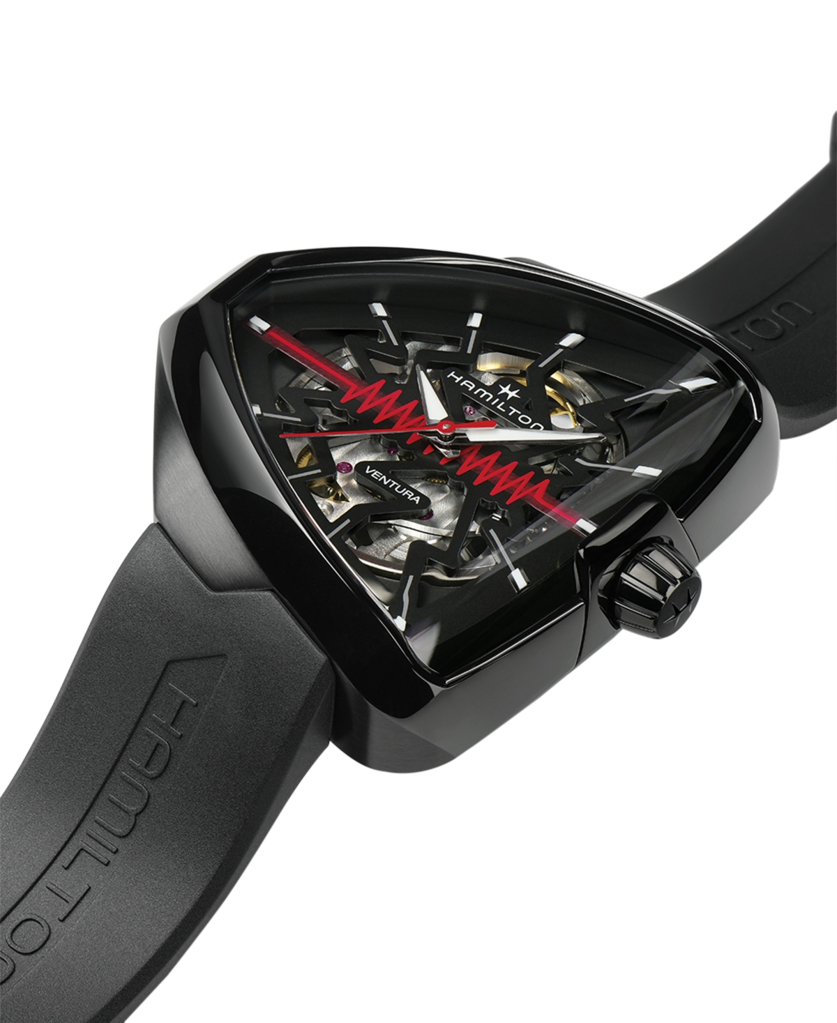 Hamilton Men's Swiss Ventura Black Rubber Strap Watch 45m In Black