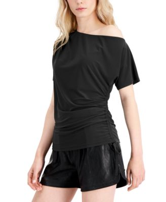 INC International Concepts - Side-Ruched One-Shoulder Top
