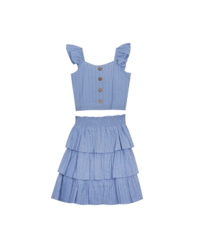 Big Girls Gauze Tiered Skirt Set