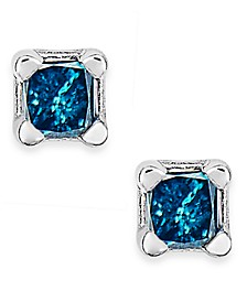 10k White Gold Blue Diamond  (1/10 ct. t.w.) Stud Earrings