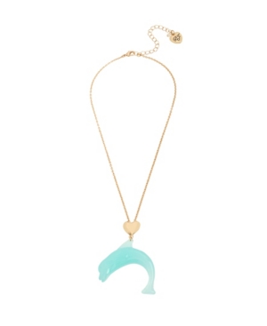 Betsey Johnson Dolphin Pendant Necklace In Blue
