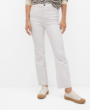 Mango Crop Flared Jeans In White