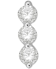 Diamond Three Stone Stud Earring (1/3 ct. t.w.) in 14k White Gold