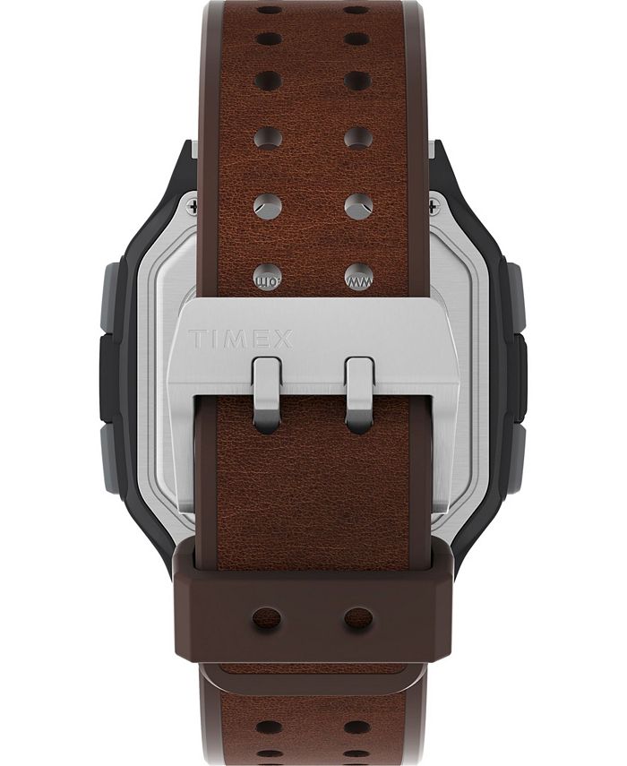 Timex Men's Command Urban Digital Brown Leather Strap Watch 47mm - Macy's
