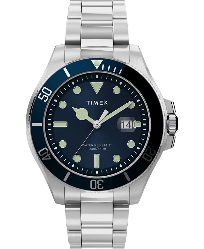Timex Men's Harborside Coast Silver-Tone Stainless Steel Bracelet Watch  43mm & Reviews - All Watches - Jewelry & Watches - Macy's