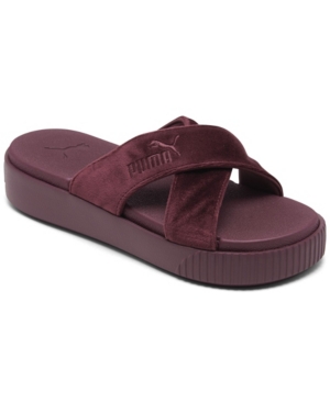 Puma Women's Velvet Platform Slide Sandals from Finish Line